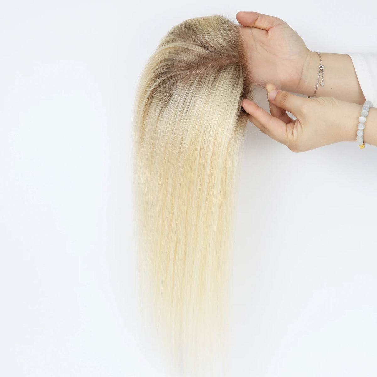 2/613 Ombre Light Blonde Topper Lace Front Real Remy Human Hair Toupee