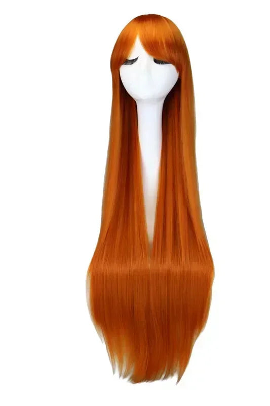 Long Straight Cosplay Wig Black Purple Red Pink Blue Dark Brown Cm
