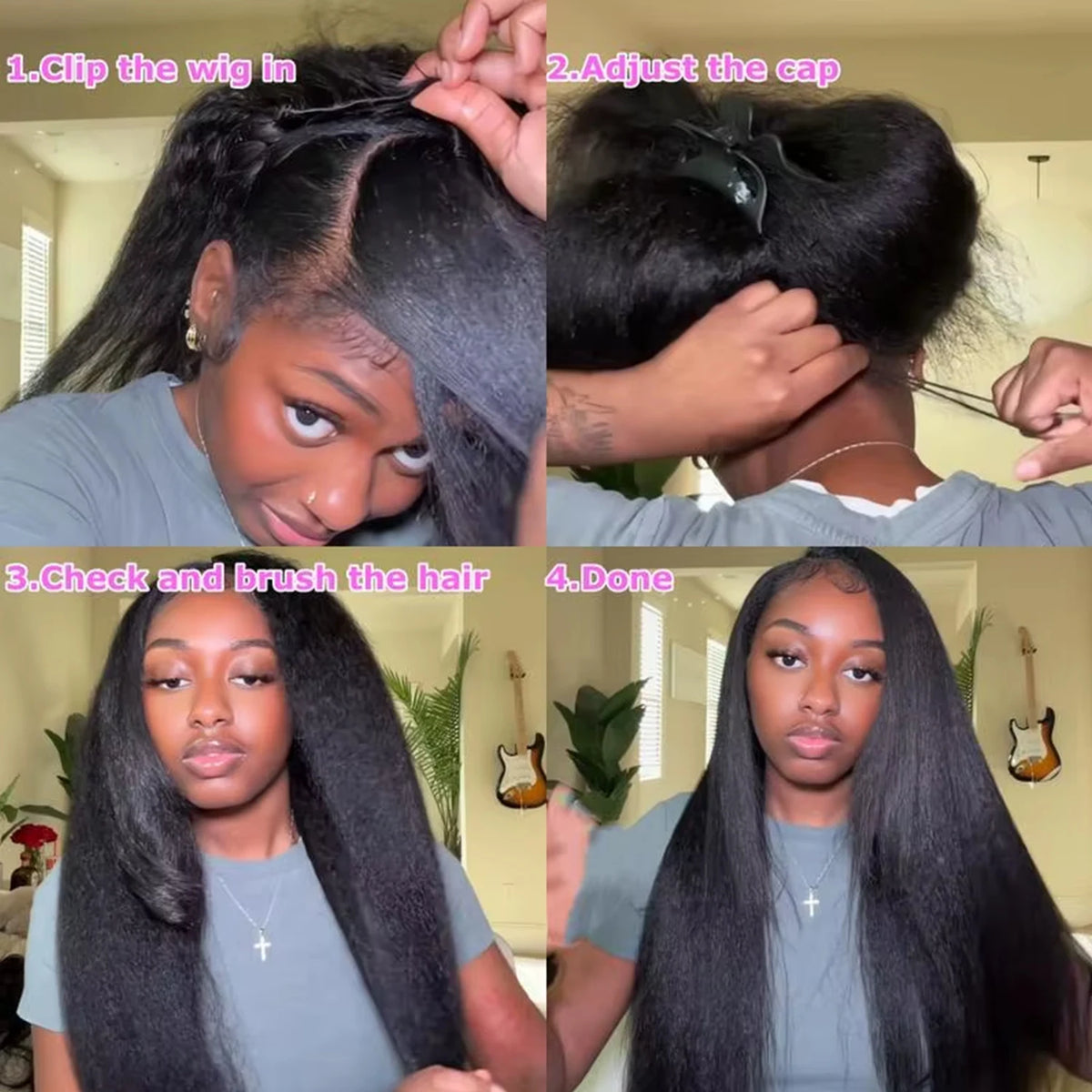 180% Half Wigs Human Hair Kinky Straight Machine Made Upgrade in Drawstring