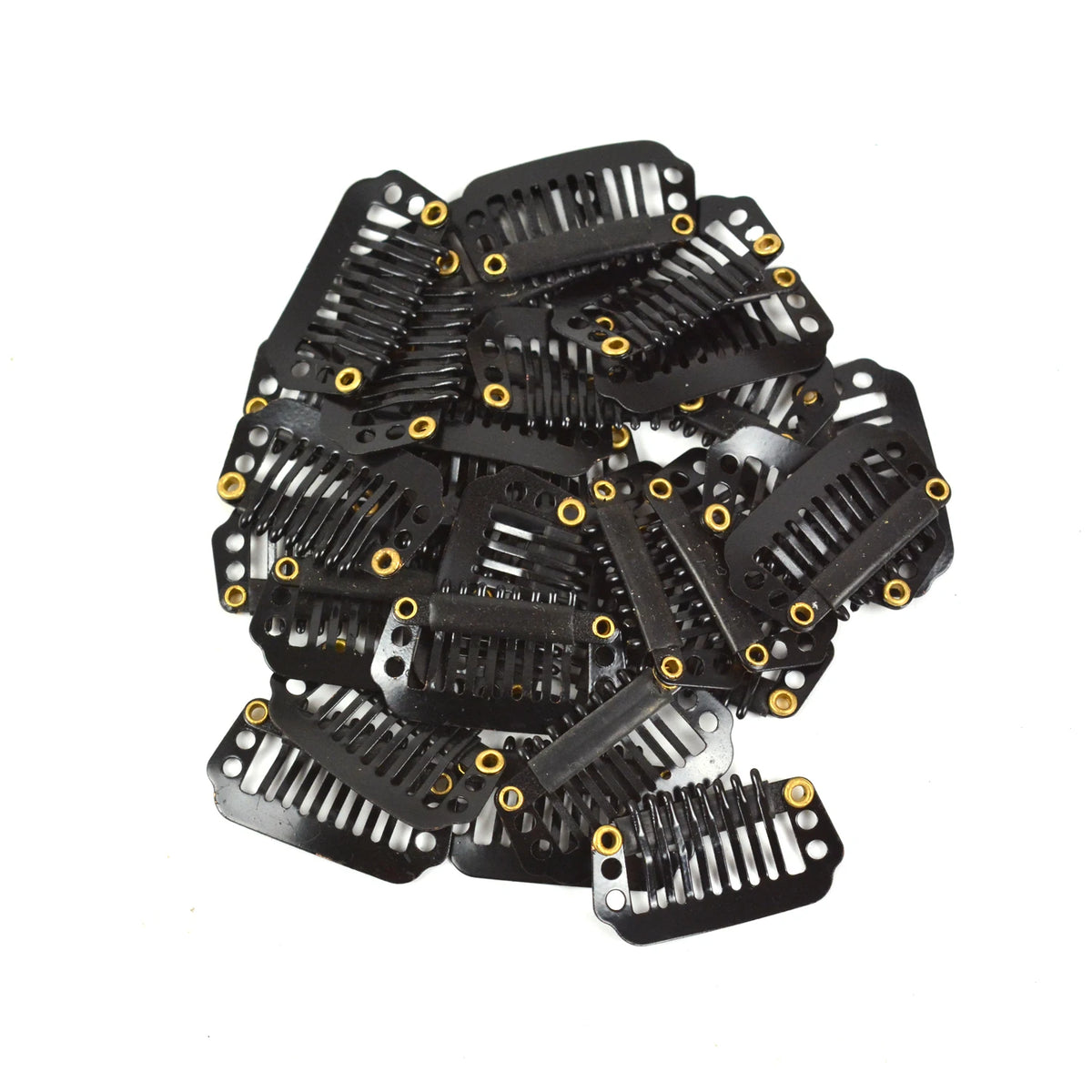 24 Pcs 9-teeth Beige/Brown/Black Hair Extension Clips Hair Extension Wigs Snap Clips Comb Small Snap Wig Accessories Clips
