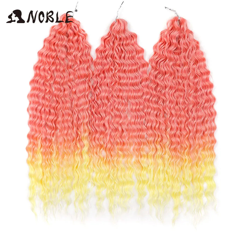 Synthetic Twist Crochet Curly Hair Water Wave Braid Ombre Blonde Brown Deep