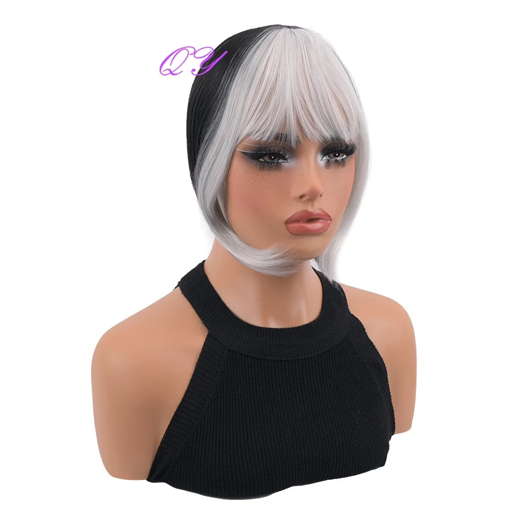 Bangs Wig 's Synthetic Gray White Used Daily Or Cosplay Party Hairstyles
