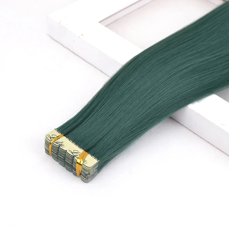 Synthetic Tape in Hair Extensions Straight Mini Ins Invisible Adhesive Colored