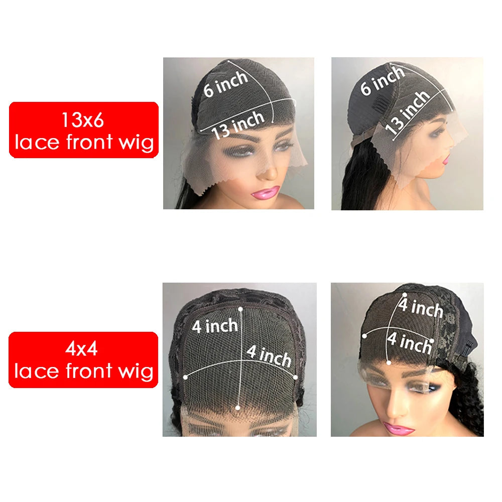 Density Deep Wave Human Hair Lace Front Wig, 13x6 HD Transparent Frontal