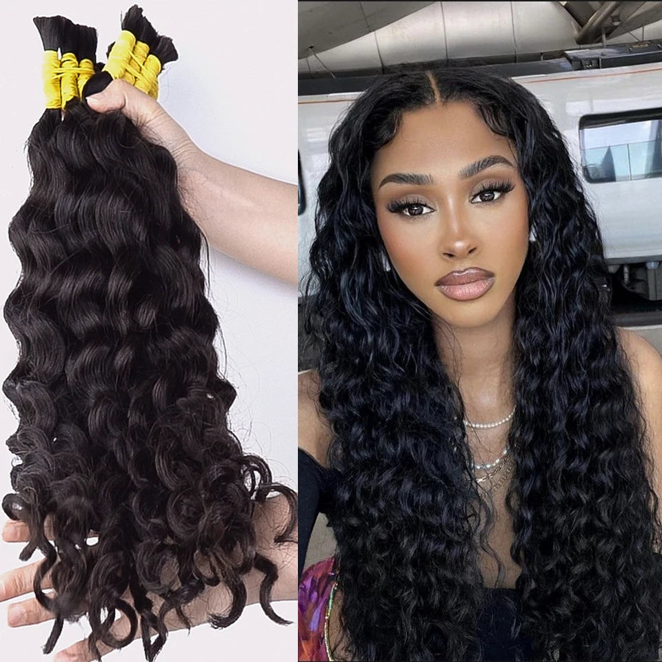 Human Hair Bulk Loose Wave No Weft Bundles Braiding Deep Brazilian Natural