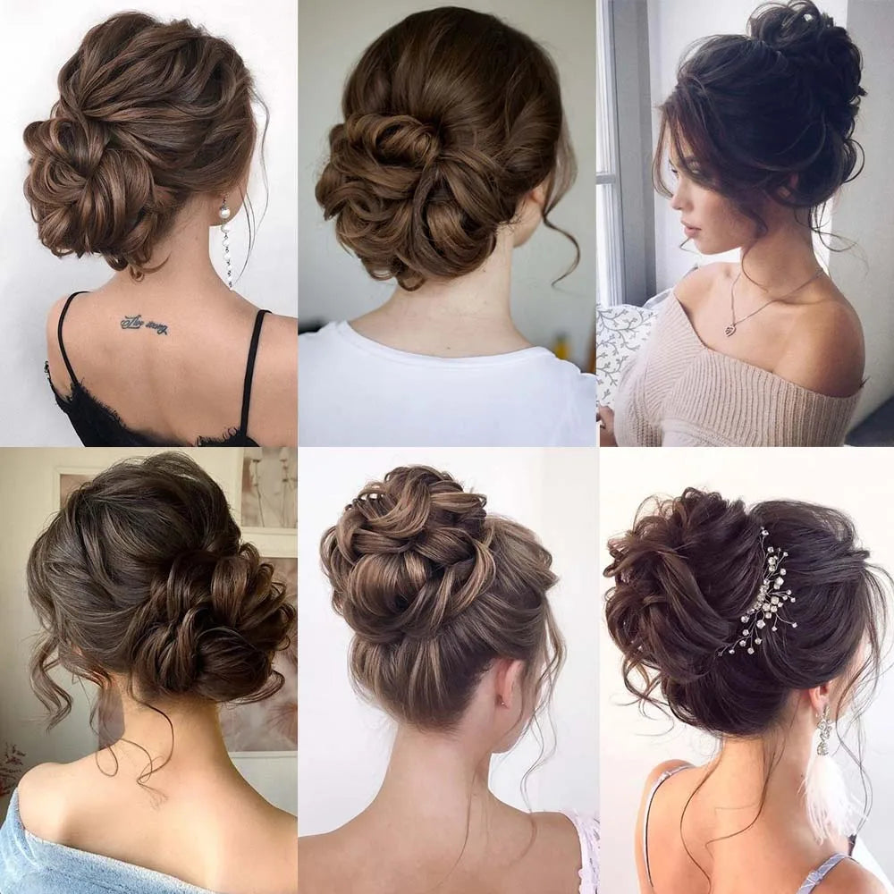 Synthetic Chignon Messy Bun Claw Clip in Hair Piece Wavy Curly Ponytail