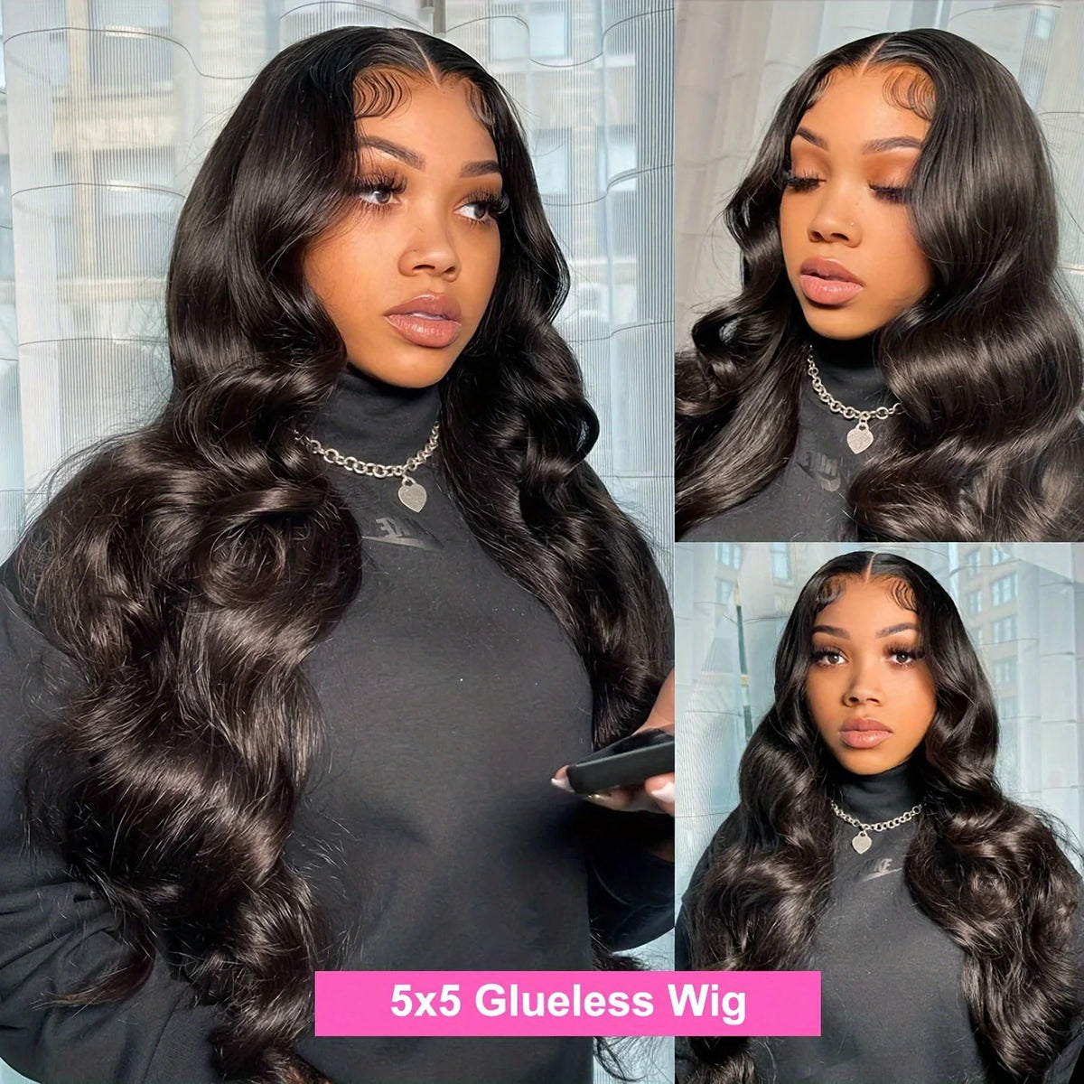 Density Body Wave Lace Front Wigs, 13x4 Closure Gluless Transparent Human Hair
