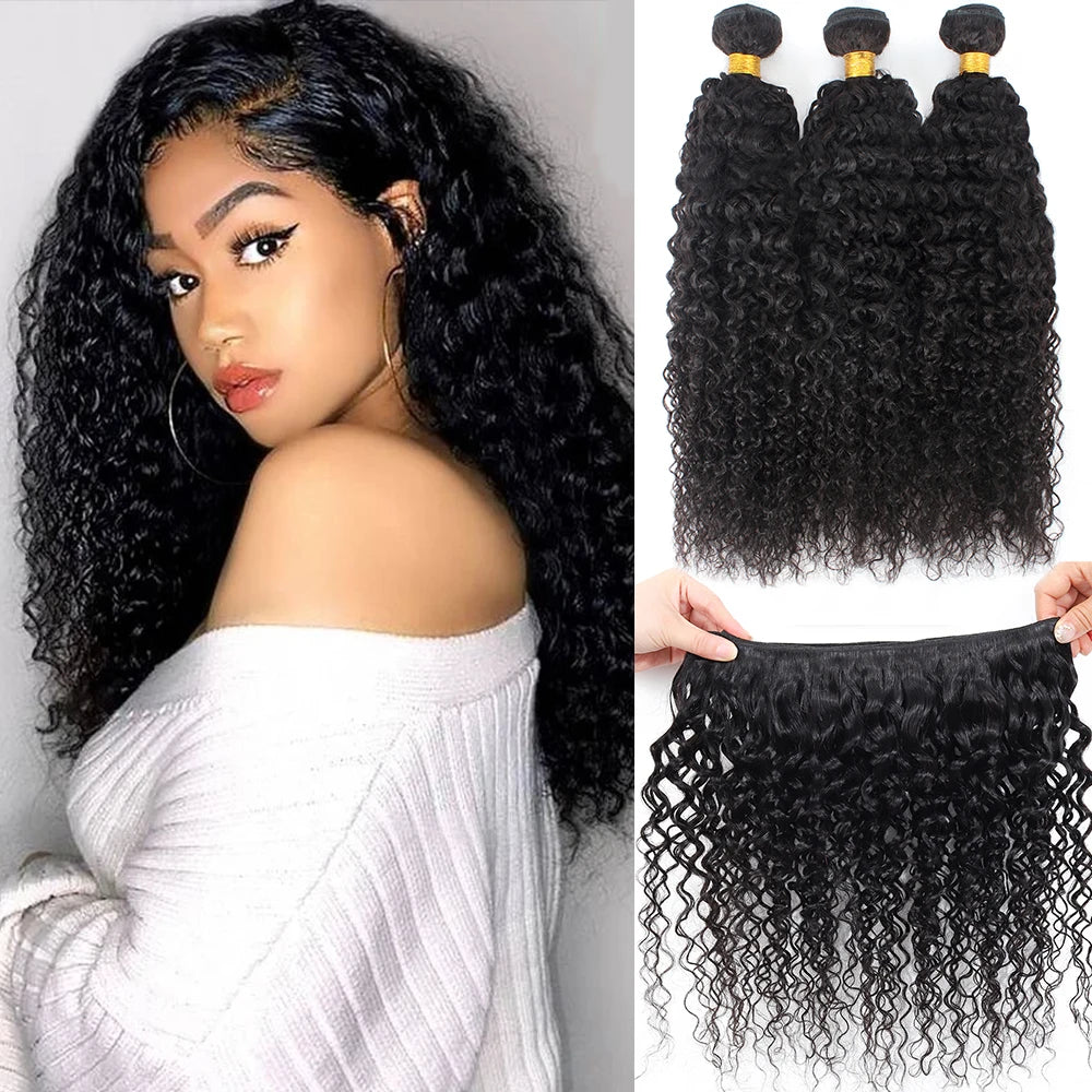 12A Kinky Curly Hair Bundles 1/3/ Jerry Human Burmese Extensions, 100% Unprocessed