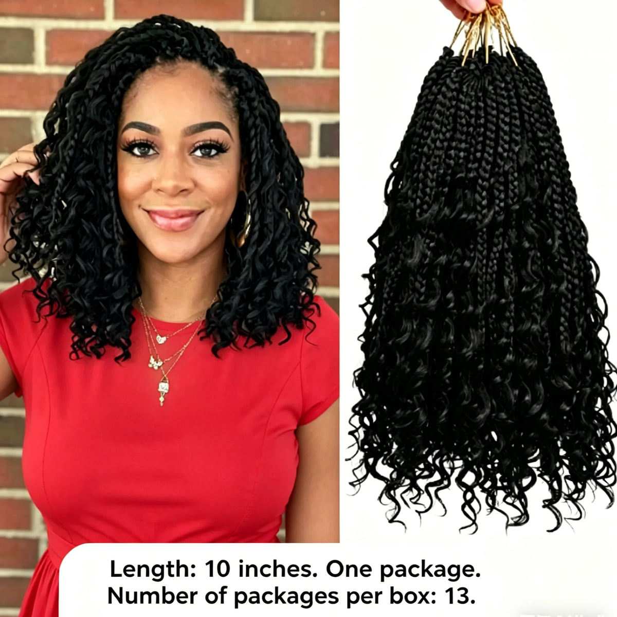 Synthetic Bohemian Curly Hair Strands, 10 Inch, 13 Strands, 1 Pack