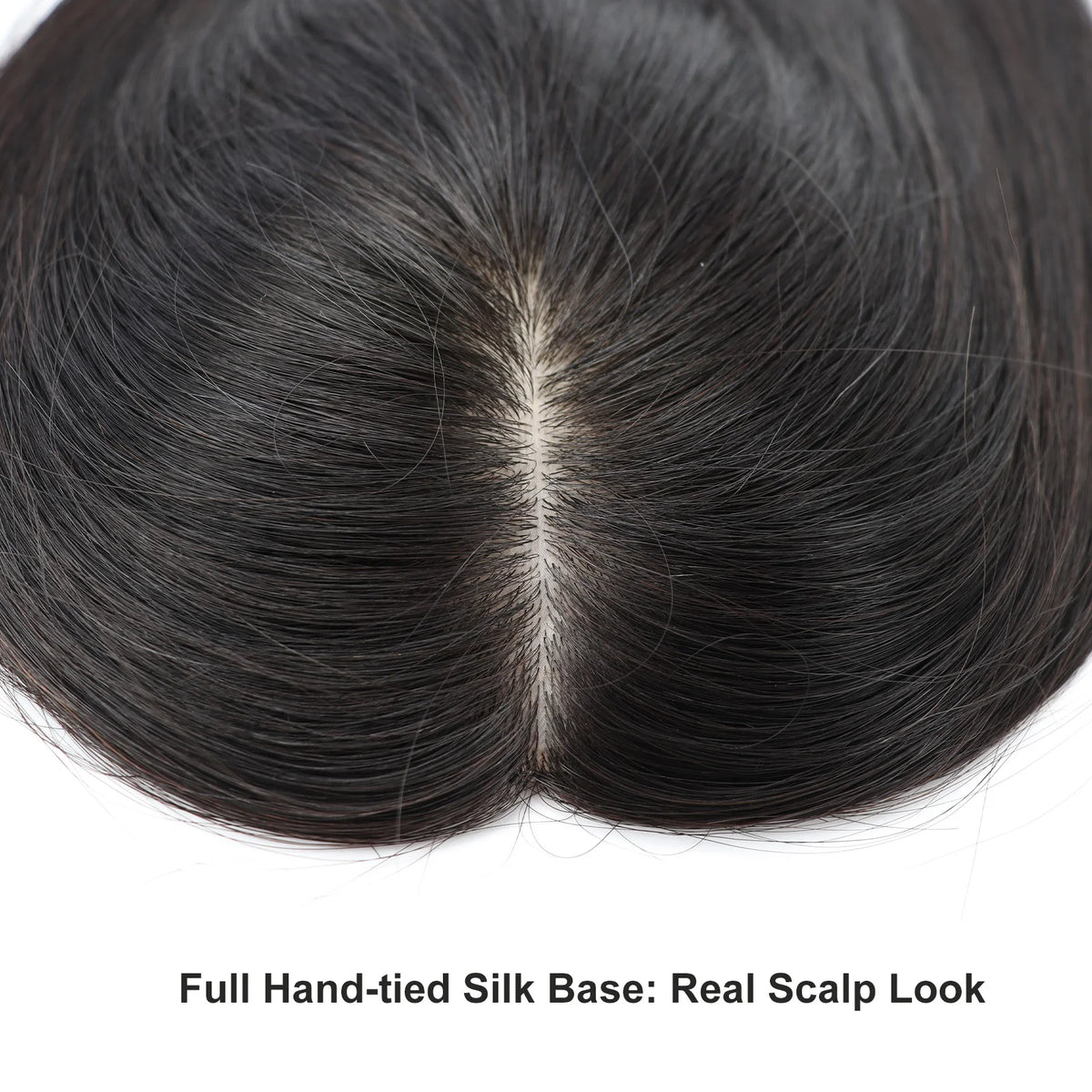 Full Hand Tied Topper Bangs Real Remy Human Hair 12x14cm Silk Top
