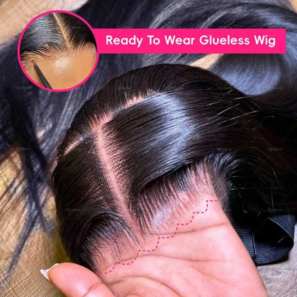 Bone Straight Human Hair Wigs, 13x6 HD Transparent Lace Frontal Glueless Front