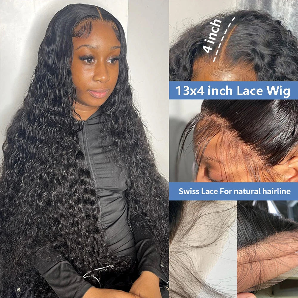 13x4 Kinky Curly Lace Front Human Hair Wigs Brazilian HD Deep Wave