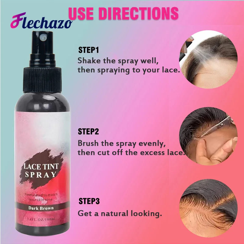 Lace Tint Spray For Lace Wig Light Medium Dark Brown Lace Spray - 100Ml 3.38Oz Lace Hair Dye Wig Tint Spray Easy To Use