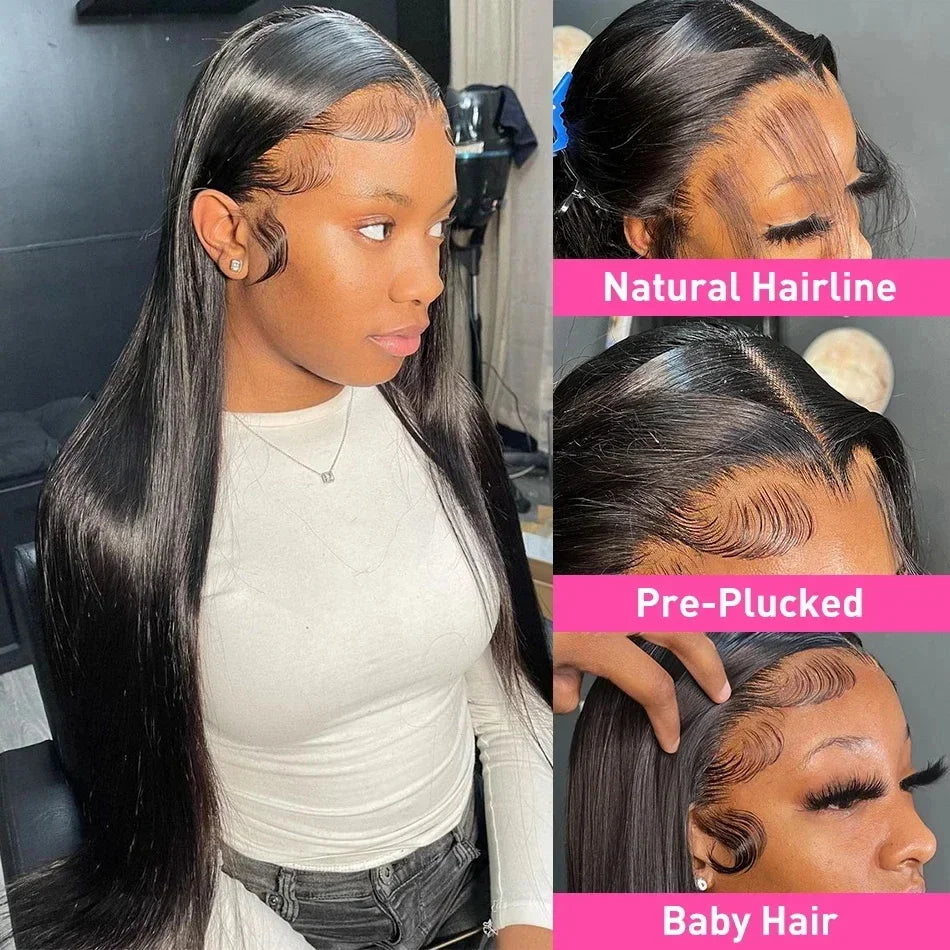 200% Real Density Bone Straight HD Transparent, 13x6 Pre Plucked Lace Frontal
