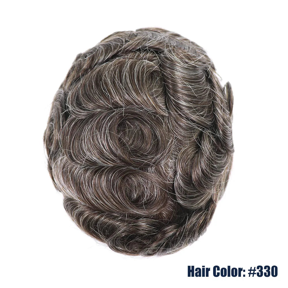 Lace Front & PU Toupee Natural Hairline Hair Prosthesis Human Replacement System