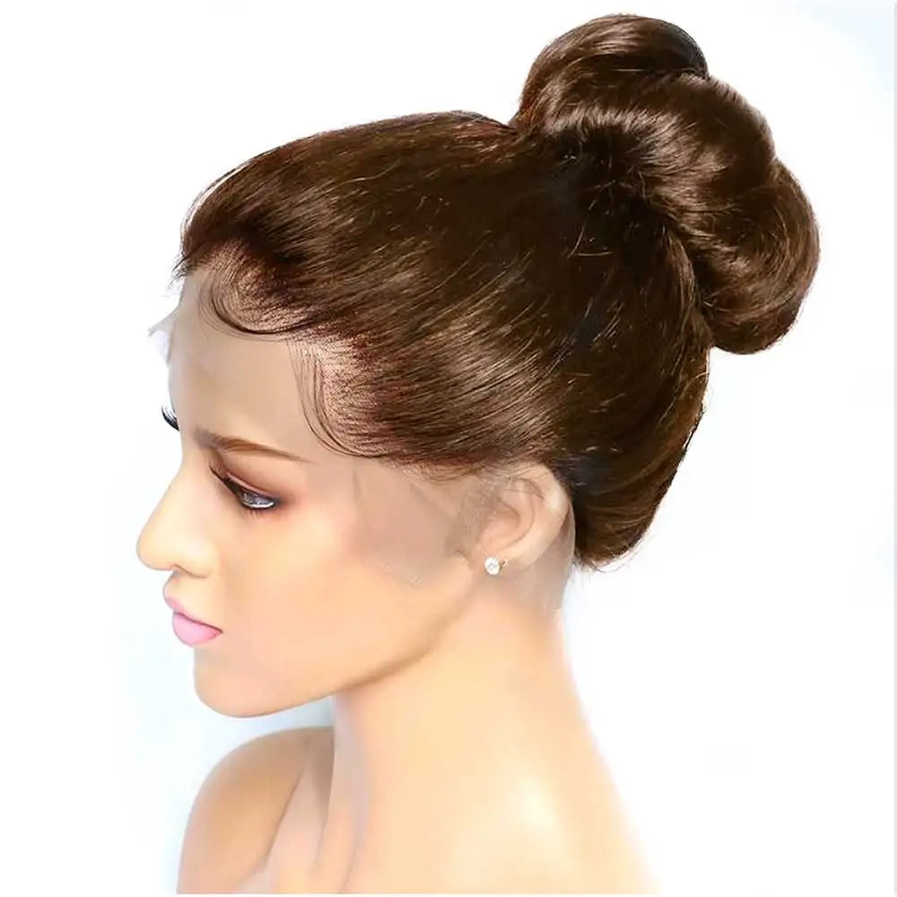 Hidden Invisible Strap Full HD Lace Glueless Wig Straight Chocolate Brown Front