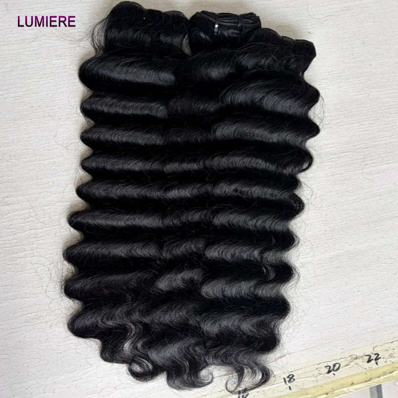 Top Loose Deep Wave Bundles Closure Frontal HD Transparent Lace Virgin Raw