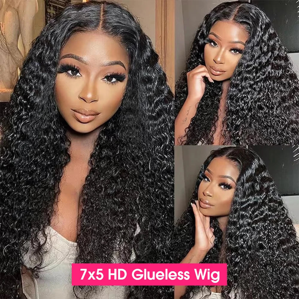 HD Lace 13x6 Frontal Wig Deep Wave Human Hair, 250% Curly Glueless