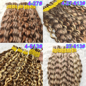 Human Hair Bulk Bundles Curly Water Wave Deep Remy Braiding No Weft