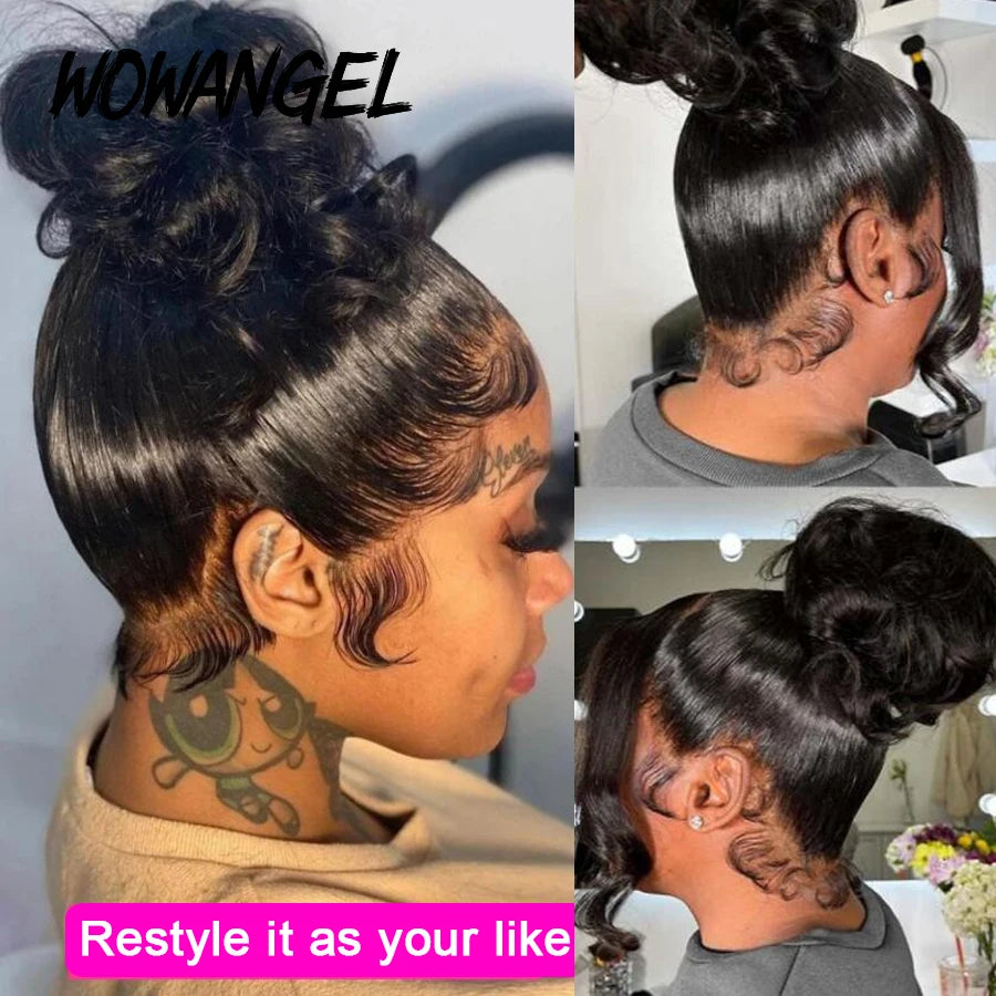 HD Lace Frontal Wigs Body Wave Full Human Hair Pre Plucked Peruvian
