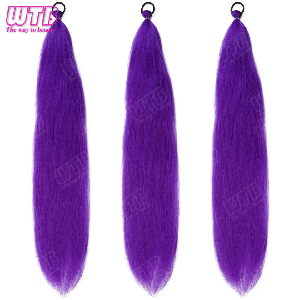 Purple Braids Ponytail Rubber Band Pre Braiding Hair Synthetic Extensions Halloween Costume