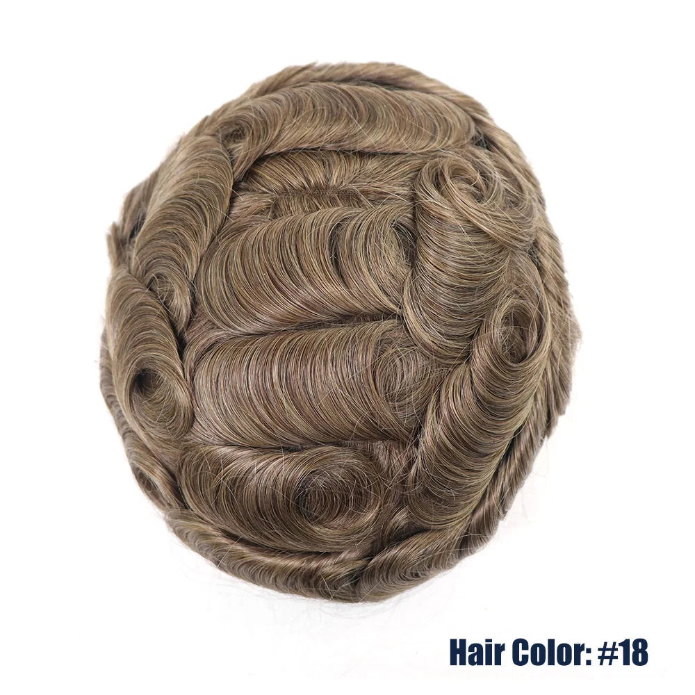 Grey Human Hair Prosthesis Toupee PU Fine Mono Lace Front Wig System