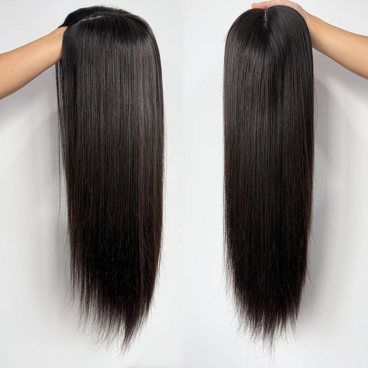 Straight Human Hair Silk Top Wig, 6x6, PU Front, Realistic Scalp