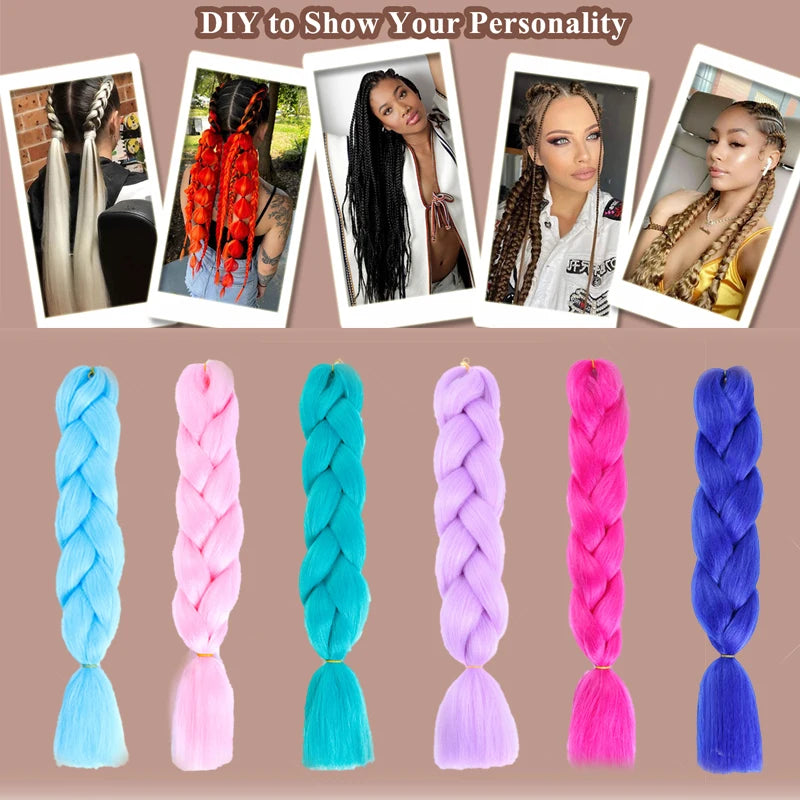 Rainbow Weaving Hair Extensions Synthetic Professional Large Color