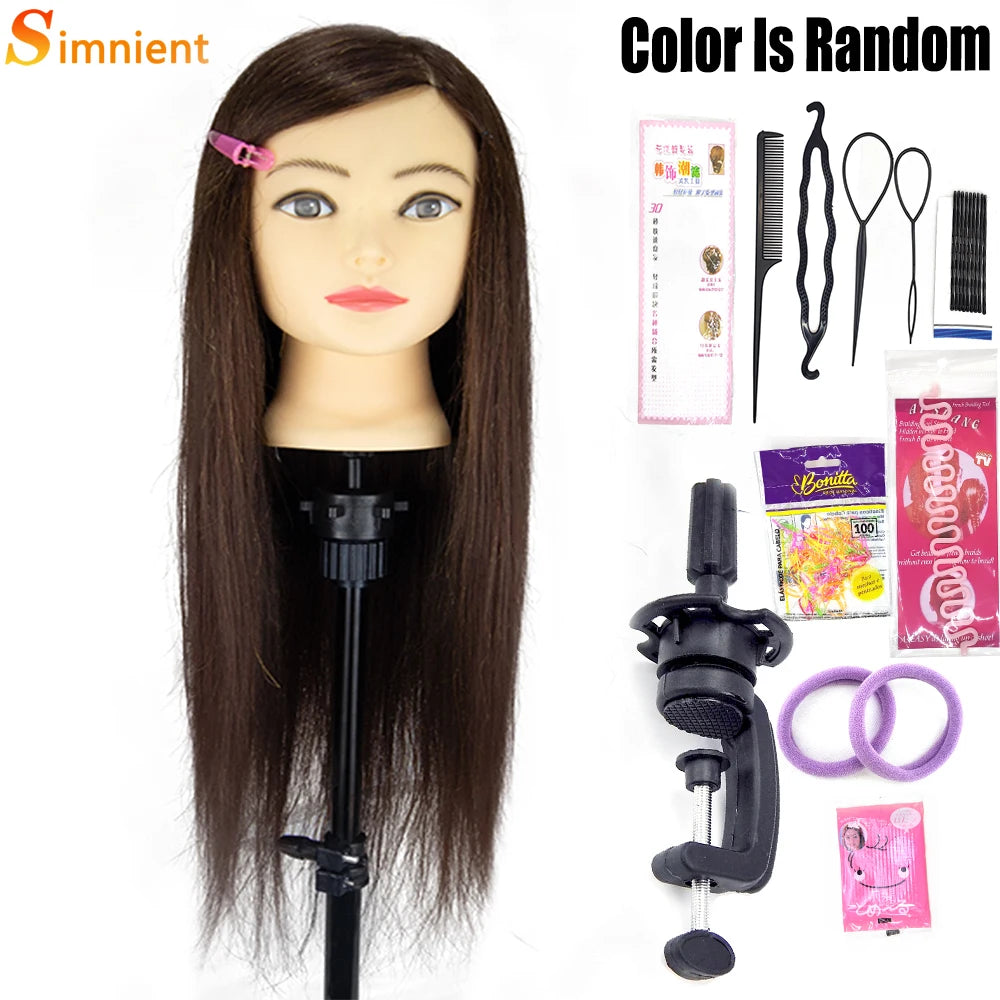 80% Real Hair Doll Head Hairstyle Professional Training Mannequin Styling To Practice