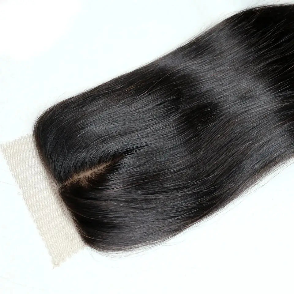 Remy Straight Hair Silk Base Closure, 4x4 Top Brazilain Silky Human Hidden