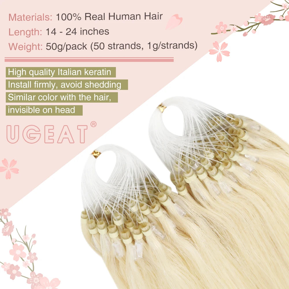 Micro Loop Human Hair Extensions Balayage Blonde 50Gram/Set 1G/S Natural Link Fusion