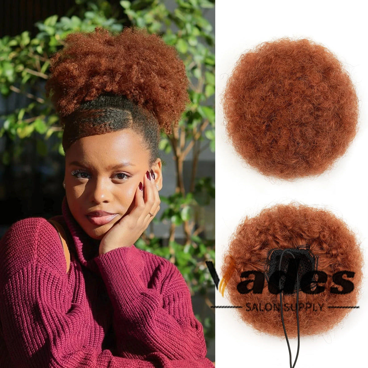 Curly Human Hair Ponytail Afro Kinky Puff Drawstring Bun Piece Clip in