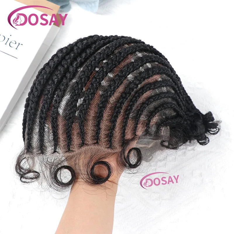 8 Inch Synthetic Short Bob Cornrow Braided Wig with Baby Hair, Knotless Box Braids
