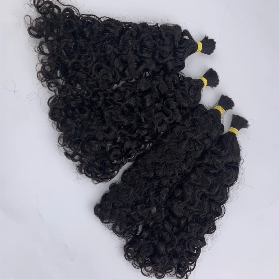 Italian Curly Bulk Human Hair Bundle No Weft Braiding, 100% Unprocessed Virgin