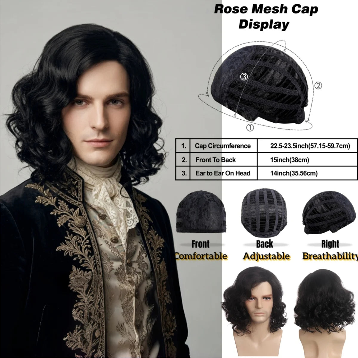 Victorian Rococo Costume Cosplay Wig, 18th Century Baroque Beehive Curly Synthetic Wig