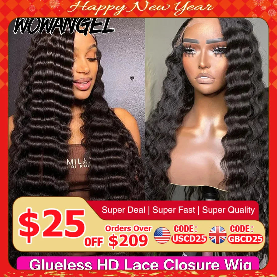 250% Loose Deep Wigs Glueless Invisible, 5x5 HD Lace Closure Human Hair