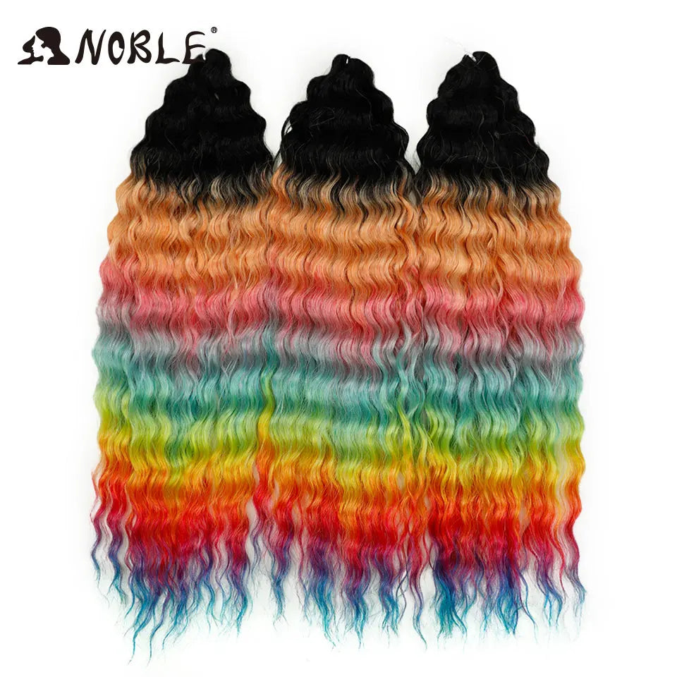 Synthetic Twist Crochet Curly Hair Water Wave Braid Ombre Blonde Brown Deep