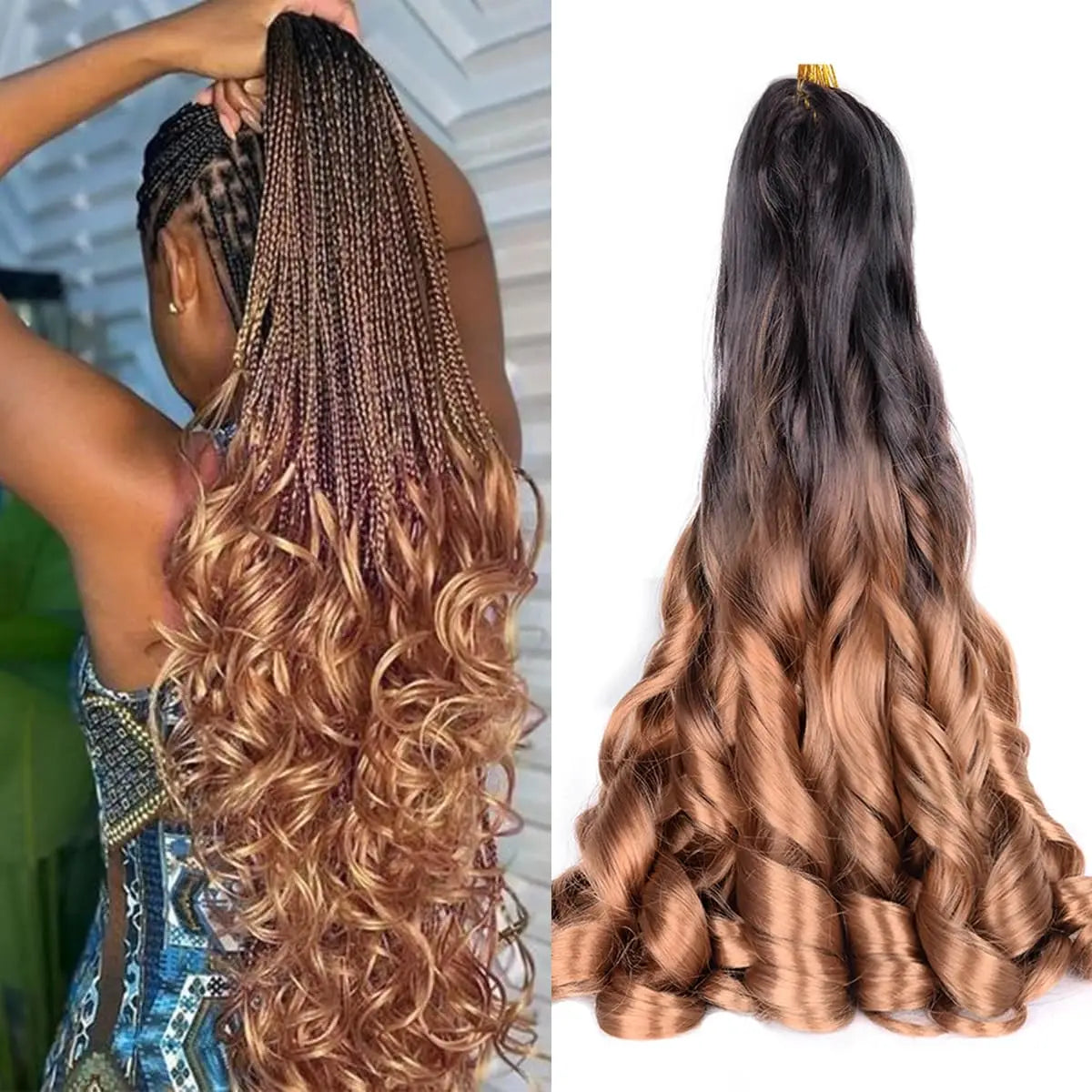 Pre Stretched French Curls Hair Spiral Braiding Synthetic Loose Wave Crochet Braids