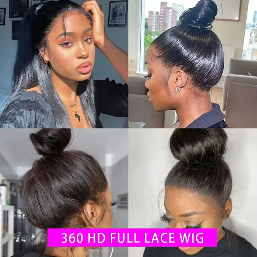 Invisible Strap Full Lace Glueless Wig Human Hair Straight, 13x4 HD Front