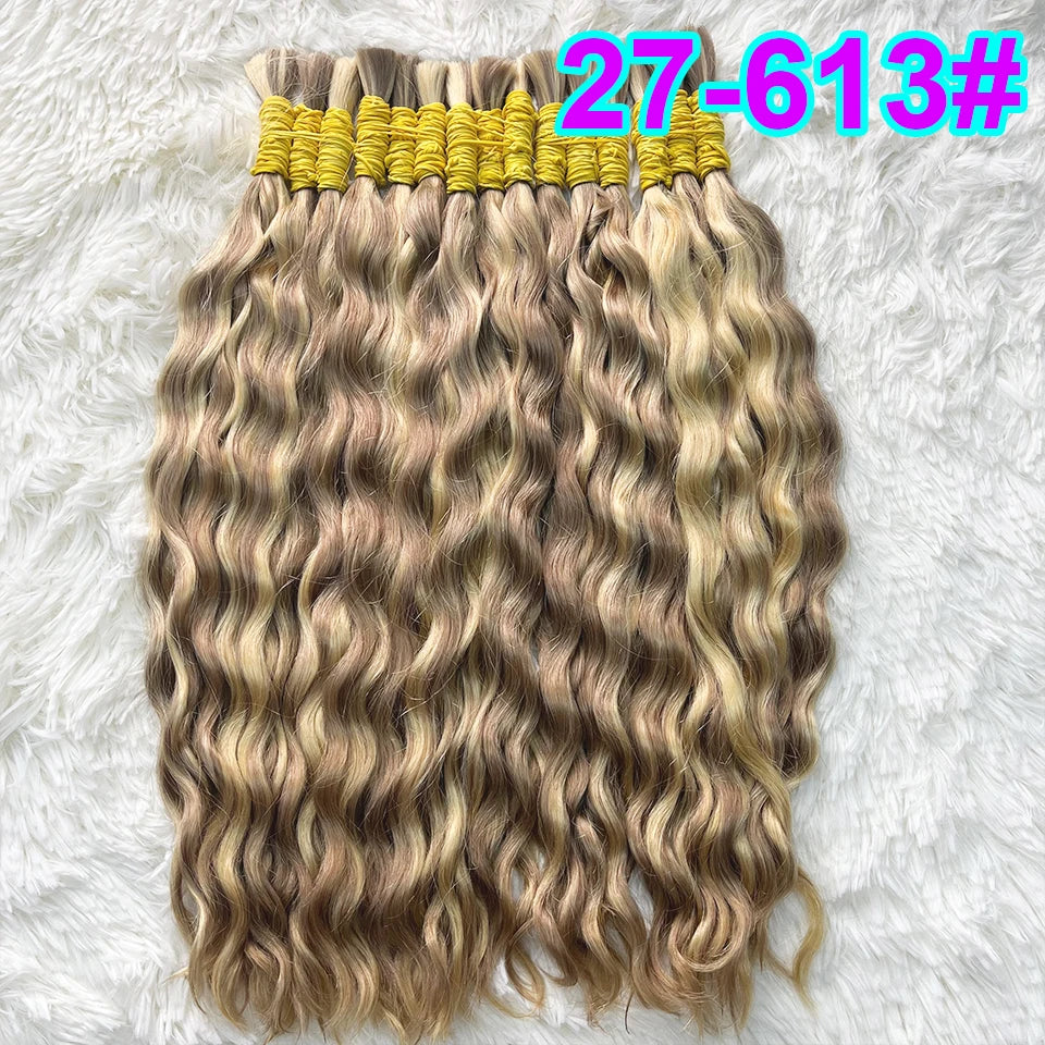 Human Hair Bulk Bundles Curly Water Wave Deep Remy Braiding No Weft