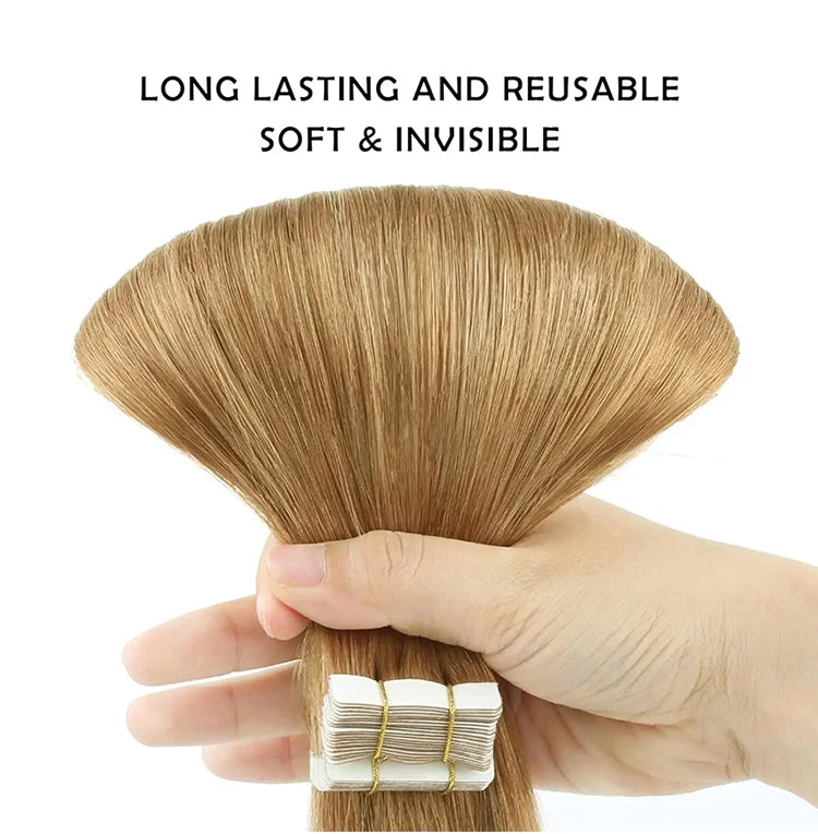 High Quality Tape Hair Extensions Full Ends Straight Hair 18-30 Inch Double Sided Adhesive Tape in Different Colors