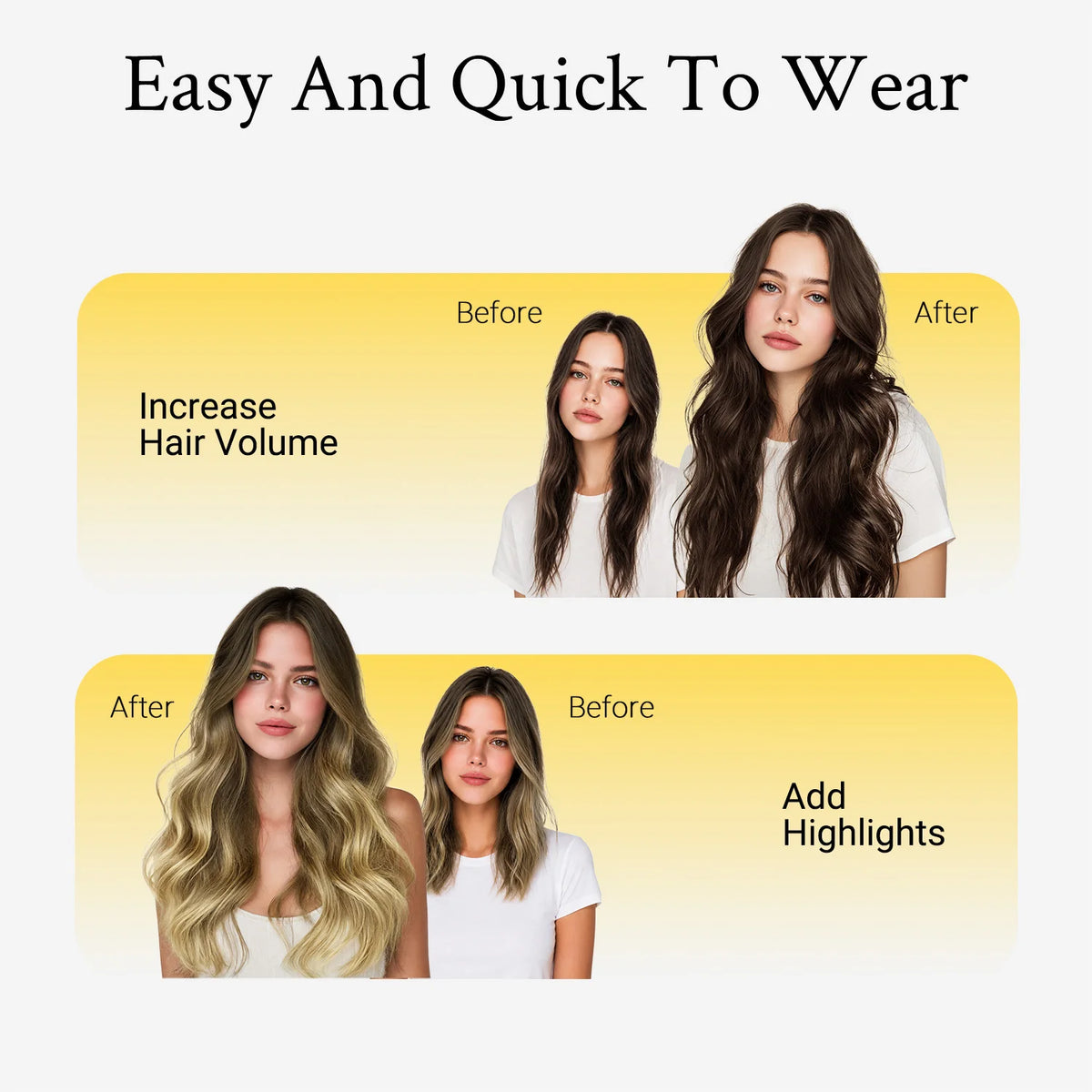 Wire in Hair Extensions Real Human Balayage Dark Brown To Chestnut Invisible