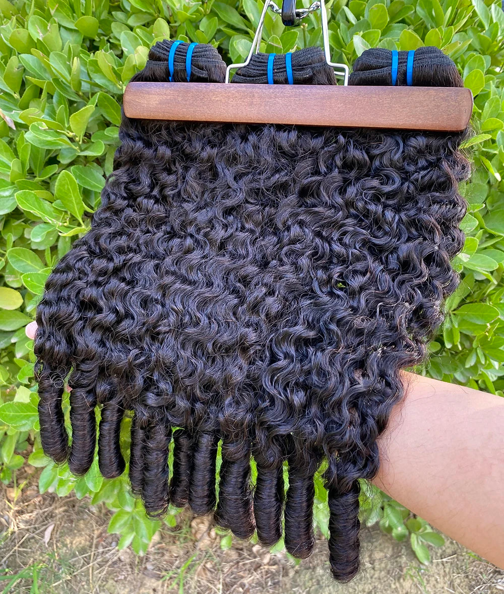 Burmese Curly Bundles, 100% Human Hair Virgin Weave Extensions Ends 1/3/ Natural