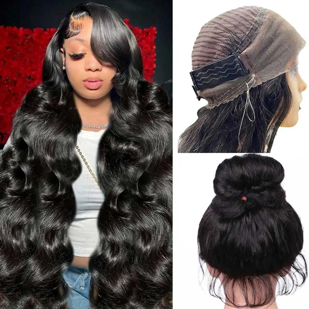 Lace Front Wigs Human Hair Drawstring Pre Plucked Hidden Strap HD Full