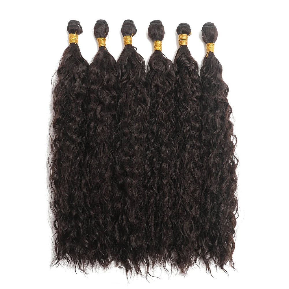 Synthetic Long Curly Bundles Organic Fiber Natural Heat Resistant Wave Hair Extensions