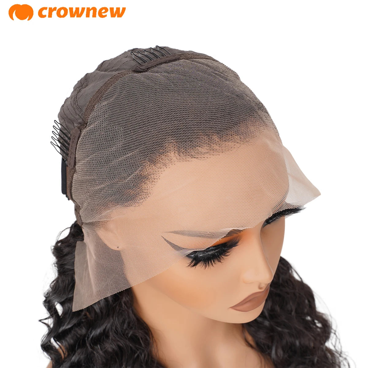 13x4 HD Lace Frontal Human Hair Wig, 220% Deep Wave Long Curly