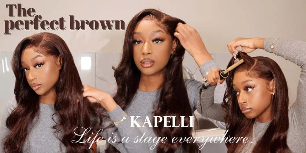 Brown Body Wave Human Hair Bundles with Lace Closure — Brazilian, Remy