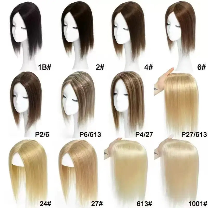 100% Human Hair Topper Machine Made Clip-in Hairpiece Wig Volume Colors Fast