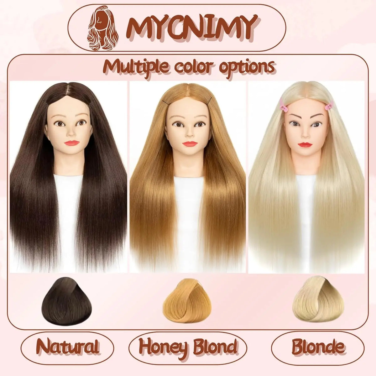 Mannequin Head Hair with Stand 26" Makeup Head | Cosmetology Manikin Doll Head for Hair Styling, Hairdressing Training Head