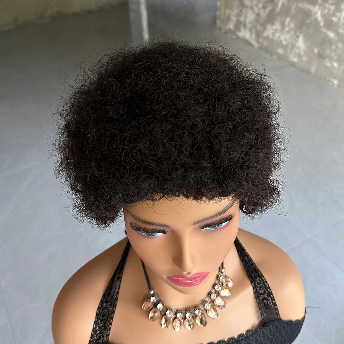 Short Afro Kinky Curly Wigs Human Hair Brazilian Full Machine Made